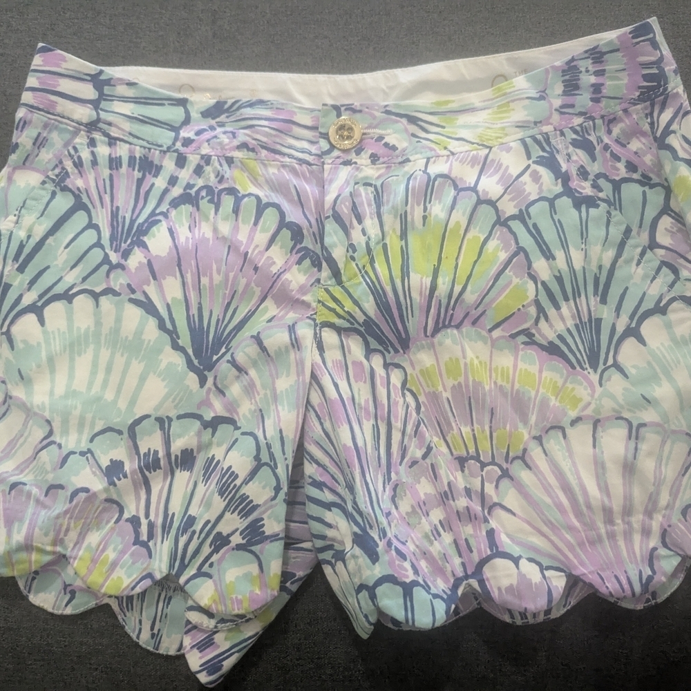 Lilly Pulitzer Multicolor Scallop Hem High Waist Shorts